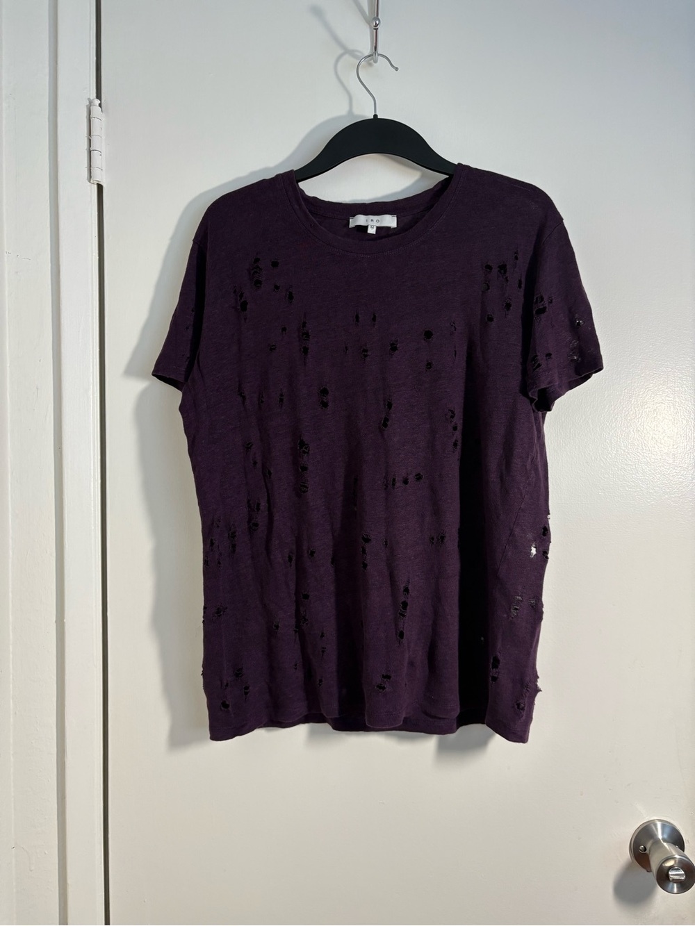 IRO Distressed Purple Crewneck Tee